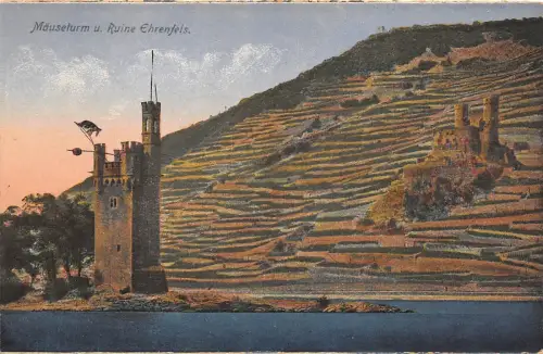BR41184 Mauseturm u Ruine Ehrenfels Germany