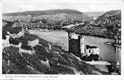 BR19763 Ruine ehrenfels mauseturm und bingen germany