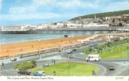 uk8531 grasss and pier weston super mare uk