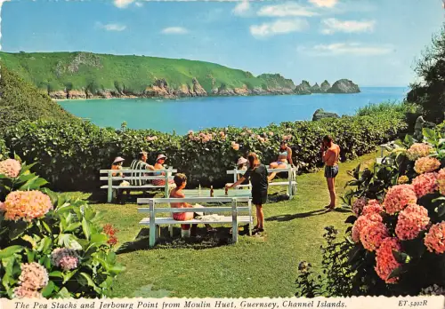 uk5182 pea stacks and jerbourg point from moulin huet guernsey uk