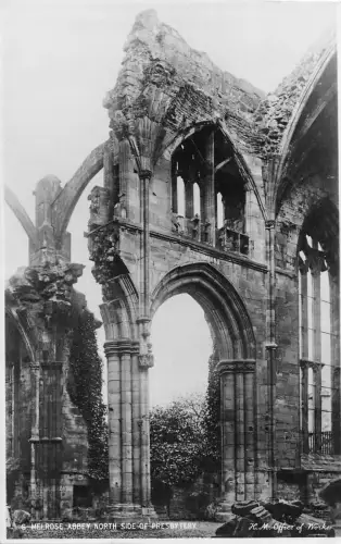 uk52 melrose abbey real photo uk