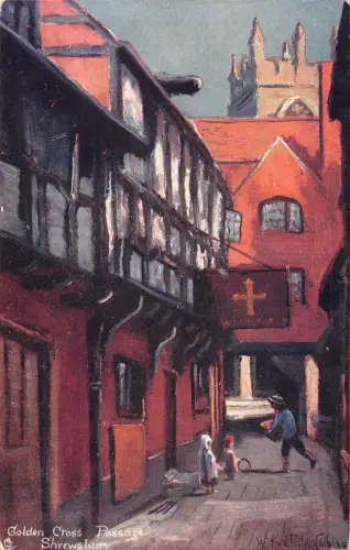 BR94561 Golden Cross Passage Shrewsbury Gemälde Postkarte UK