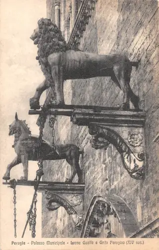 BF9722 perugia palazzo communale skulptur leone guello e gril