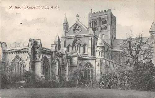 uk20443 st albans cathedral from NE real photo uk