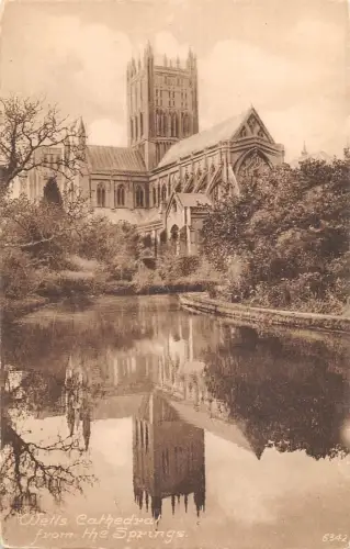 uk19418 wells cathedral from the springs real photo uk