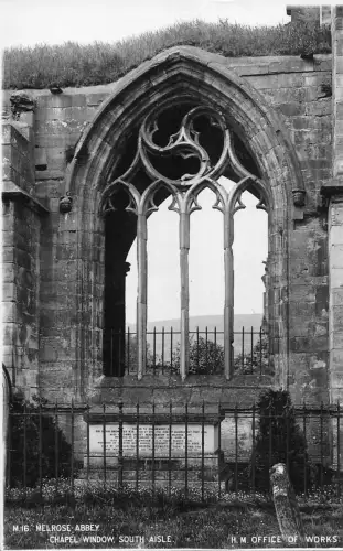 uk62 melrose abbey chapel window real photo uk