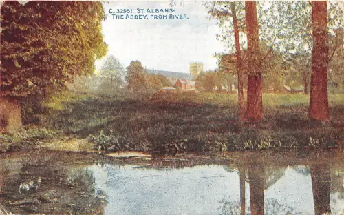 BR59012 St Albans Abtei vom Fluss Postkarte UK