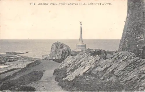 uk18762 lonley vigil from castle hill aberystwyth wales real photo uk