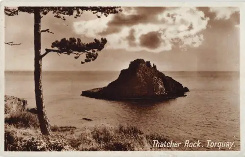 uk23598 tatcher rock torquay real photo uk