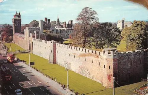 BR77591 Cardiff Castle and Duke Street Wales 14x9cm