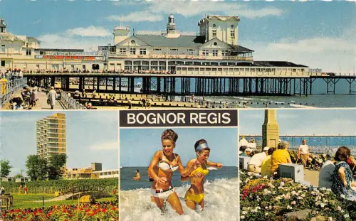 US67 UK England Bognor Regis Multi View Pier Pin Up
