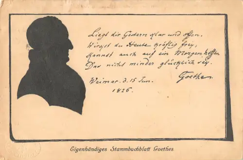 us413 eigenständiges stammbuchblatt goethe germany poet literatura artist signed