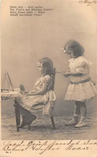 US2937 Kinder, Mädchen Kids Postkarte Spiele Malen Kind Mädchen Schwestern