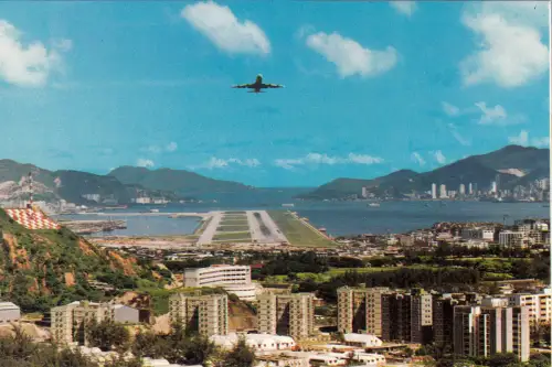 BR100967 Ansicht der Flugzeuglandung von der Lung Tseung Road Hongkong China Flugzeug