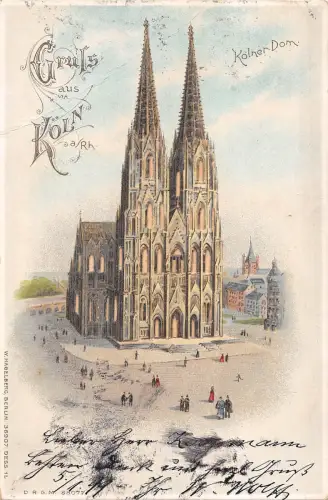BG19260 kolner dom gruss aus koln germany litho