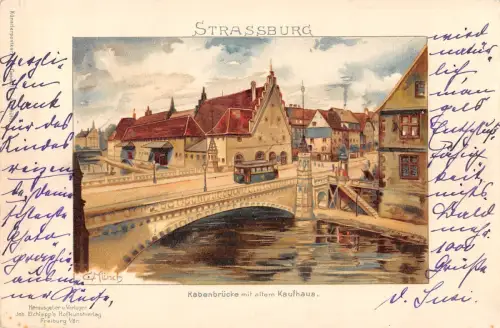 BR95588 Strassburg Straßburg Rabenbrücke Kaufhaus Gemälde Postkarte Frankreich