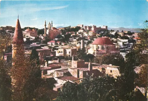 US42 Postkarte Griechenland Rhodos die Altstadt Festung Minarett 1972