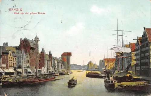 BG19550 danzig danzig blick von der grunen brücke schiff bateaux polen