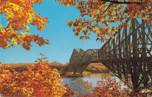 US4889 Canada Quebec Bridge River Autumn Pont Panorama
