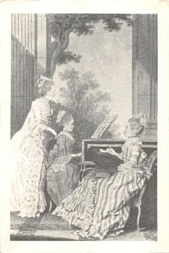 US4559 Frauen spielen Klavier, Musikinstrument Postkarte