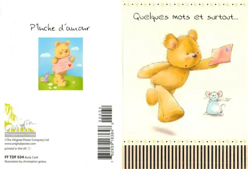 US3803 The Original Poster Company Ltd Bear Postcard ours en plouche