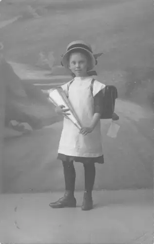 US3361 Th. Langes Fotoatelier Aken a Elbe Girl Portrait Postkarte Bestätigung