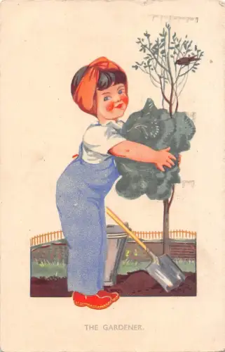BR102574 Der Gärtner Comic Postkarte Mädchen