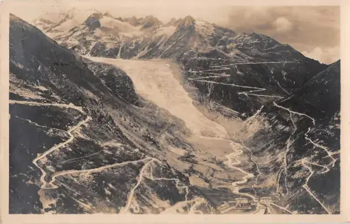 BR95397 furka und grimselstrasse mit gletsch und rhonegletscher schweiz