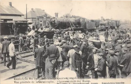 BC60774 Belgium Kontich vue generale de la Catastrophe train unfall chemin de