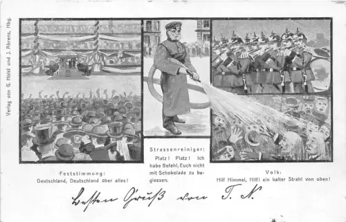 Lot129 Feststimmung Straßenreiniger Manifest Militär Deutschland Postkarte