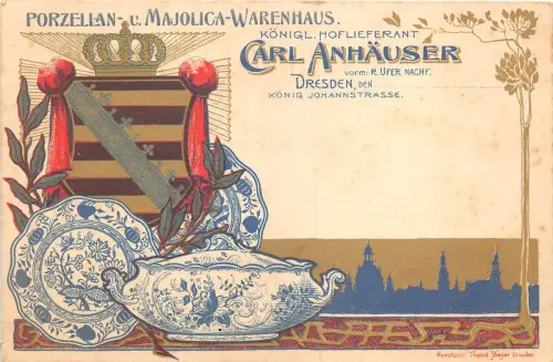 US5691 dresden germany porzellan c majolika kaufhaus carl anheuser