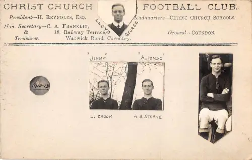 BR74727 Christ Church Football Club Echtfoto Coventry 1912-1913 UK