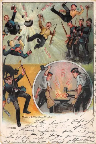 US86 Polen Breslau Litho Soldatenuniform und Arbeiterverlag Steinberg Breslau