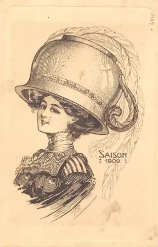 us138 saison 1909 lady fashion coiffure hair artist signed