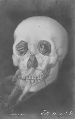 US3684 Tete de Mort, Skelett Postkarte Fantasy Neuheit