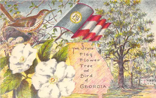 lot384 USA Georgia Flagge Blume von walters bowers 