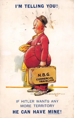 lot386 Künstler signiert Margaret Tempest Antikrieg WW2 Karikatur Neuheit 