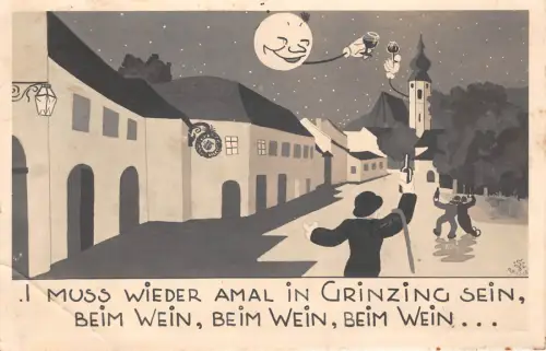 lot388 wien Wien Österreich Karikatur getrunken Wein Grinzing 