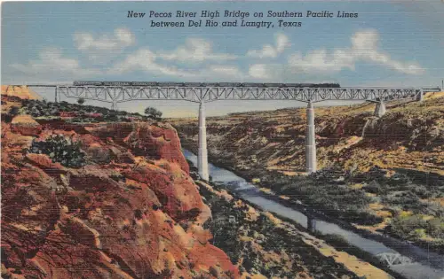 lot395 texas del rio langry new pecos river high bridge train 