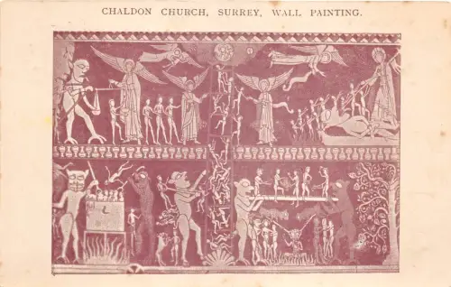 lot400 chaldon church surrey wall painting the ladder of salvation uk