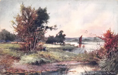 lot402 norfolk broads on the lake raphael tuck oilette uk