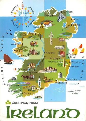 B100726 Grüße aus Irland Karte Cartes Geographiques