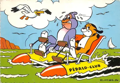 B75159 Tretboot Club Hund Chien Vogel Oisseaux Boot Comics