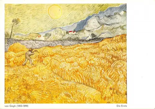B63772 Kunst Reproduktion van Gogh Die Ernte Gemälde Postkarte