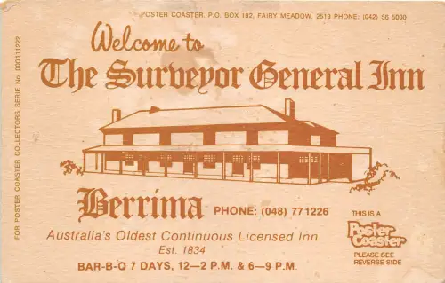 Lot 32 Surveyor General Inn Australien Berrima Poster Untersetzer Werbung Hotel