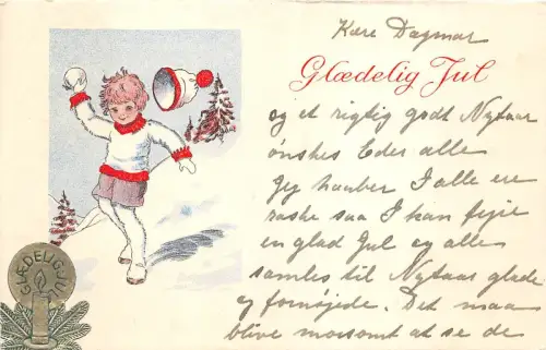 B4102 Dänemark 1 kleines Mädchen und ein Weihnachtsbaum Front/Back Scan