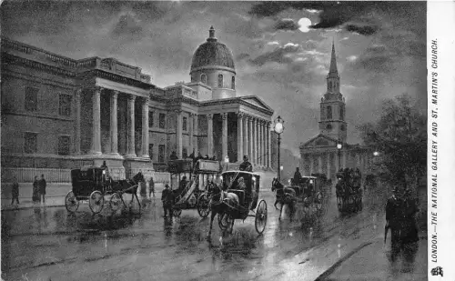 B85618 the national gallery and st martin s church chariot london uk