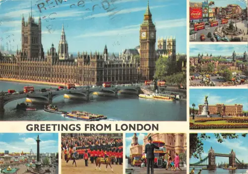 BR92365 greetings from london ship bateaux uk