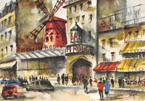 Lot226 Frankreich Paris Pigalle La Moulin Rouge Gemälde Postkarte
