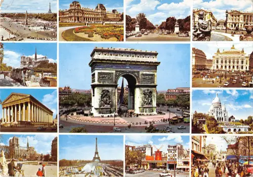 B108482 Frankreich Souvenir de Paris Triumphbogen, Eiffelturm Palast Echtfoto